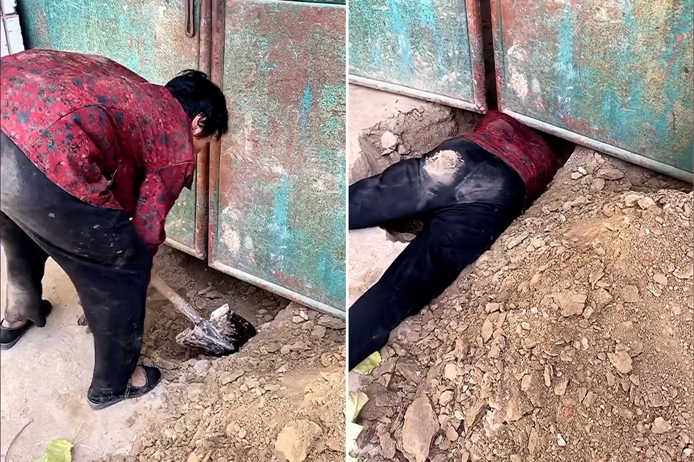 Nguoi phu nu Trung Quoc phai dao lo vao nha do quen chia khoa hinh anh