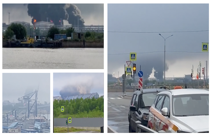 Ukraine tan cong co so ha tang cang dau mo tai St. Petersburg hinh anh