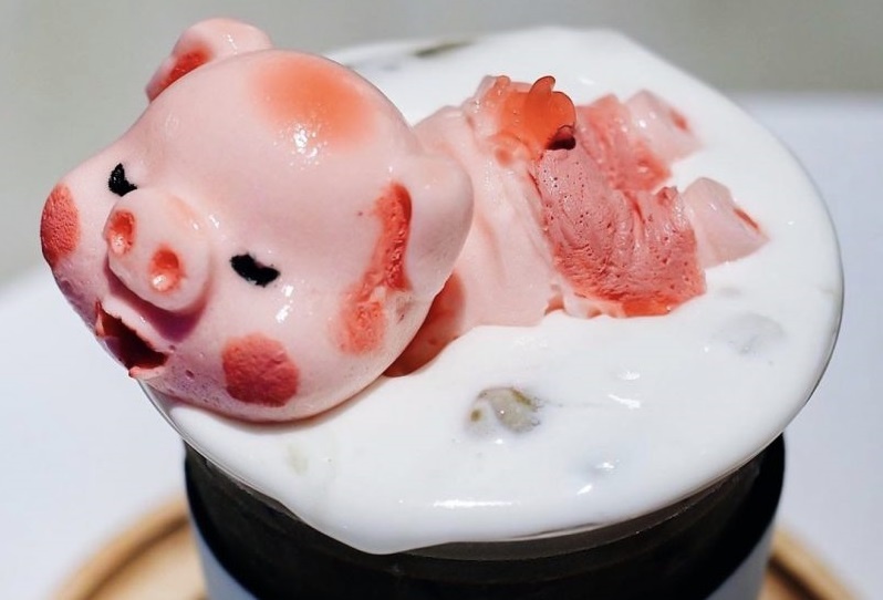 Quan tra sua keo deo hinh dong vat o Thai Lan hinh anh