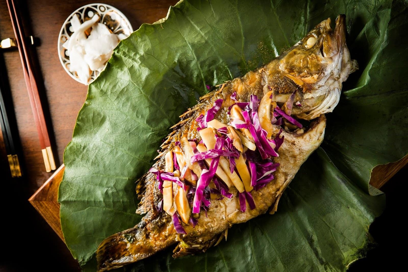 Meo lam ca hap boc la sen khong lo dang hinh anh