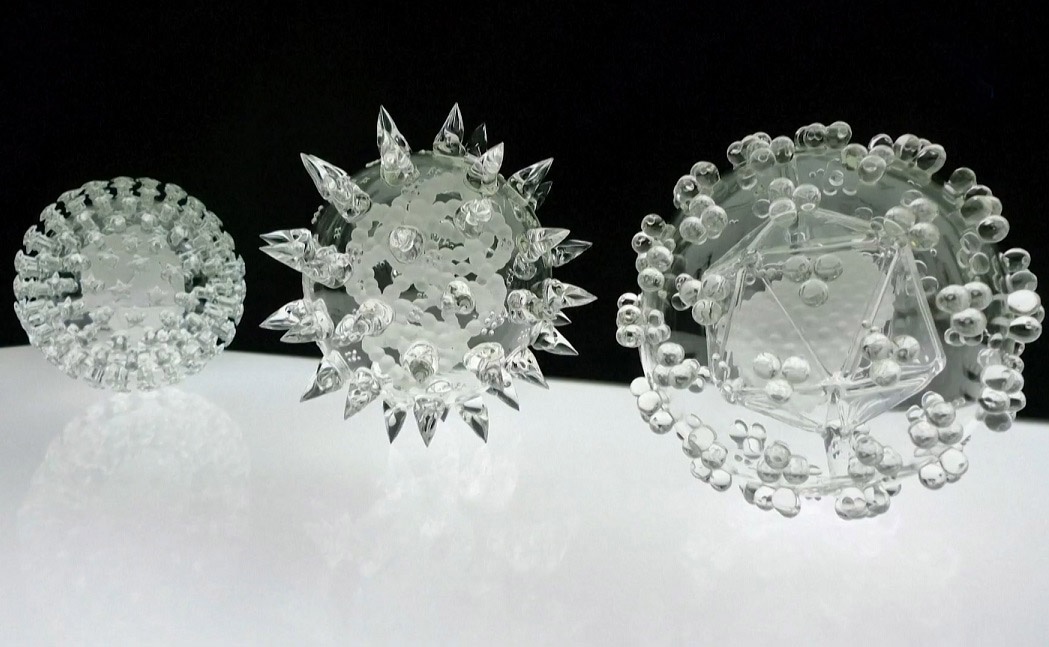 Nghe si Anh sang tao tac pham dieu khac thuy tinh virus corona hinh anh