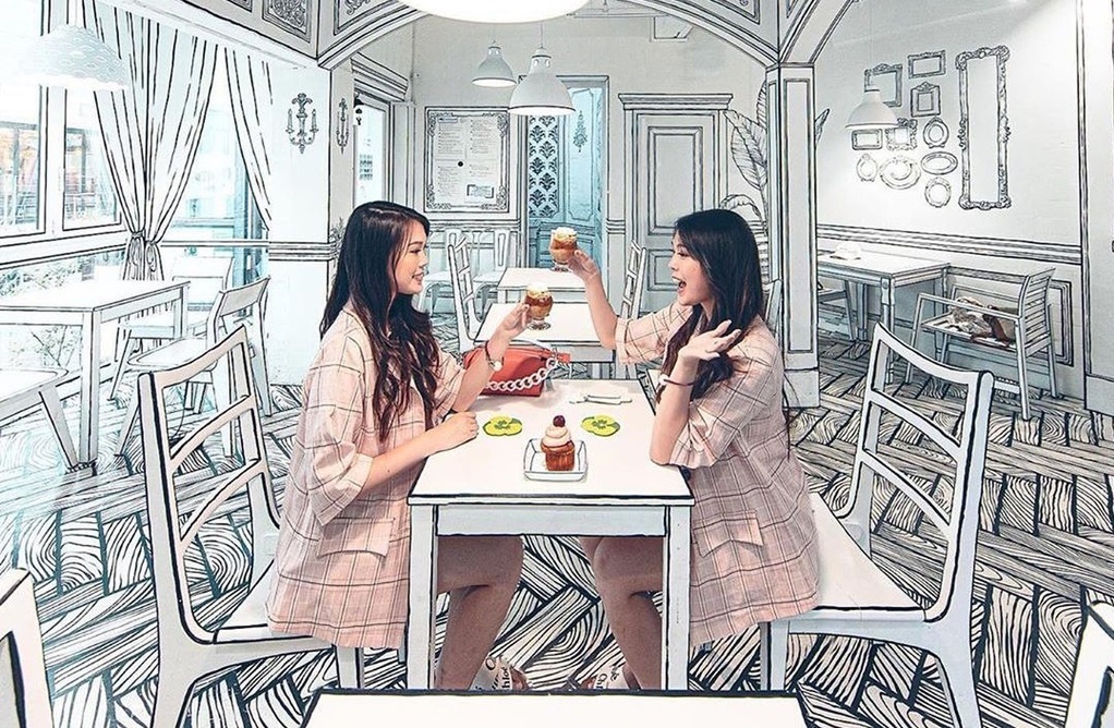 Quan ca phe 2D o Han Quoc hinh anh