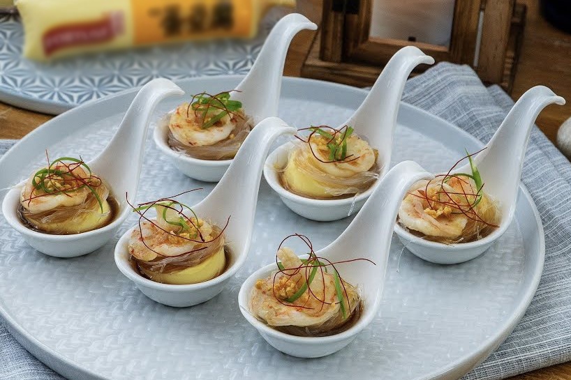 Cach lam dau hu trung hap tom la mieng hinh anh