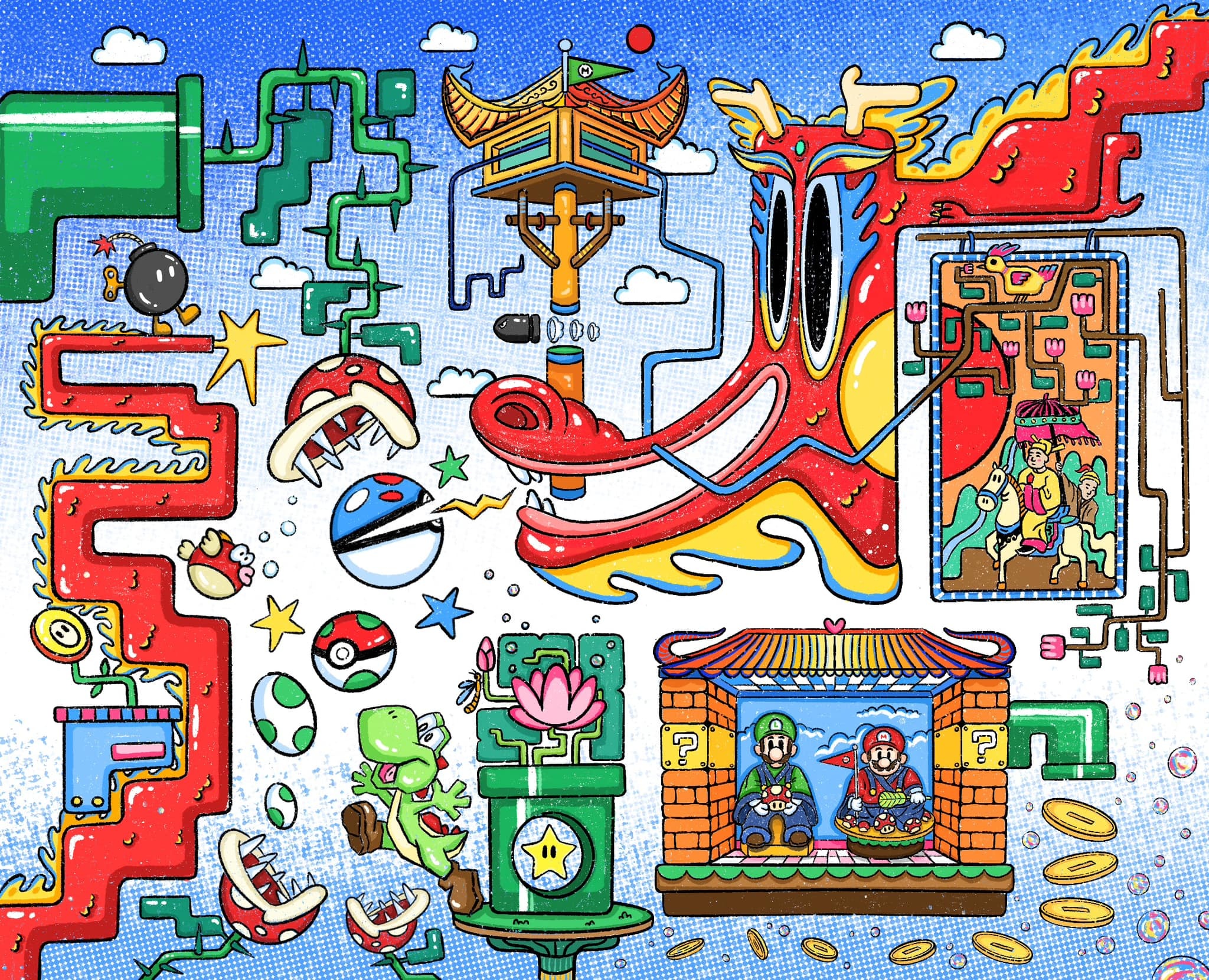 'Hoa rong' phong cach Super Mario chao Xuan Giap Thin hinh anh