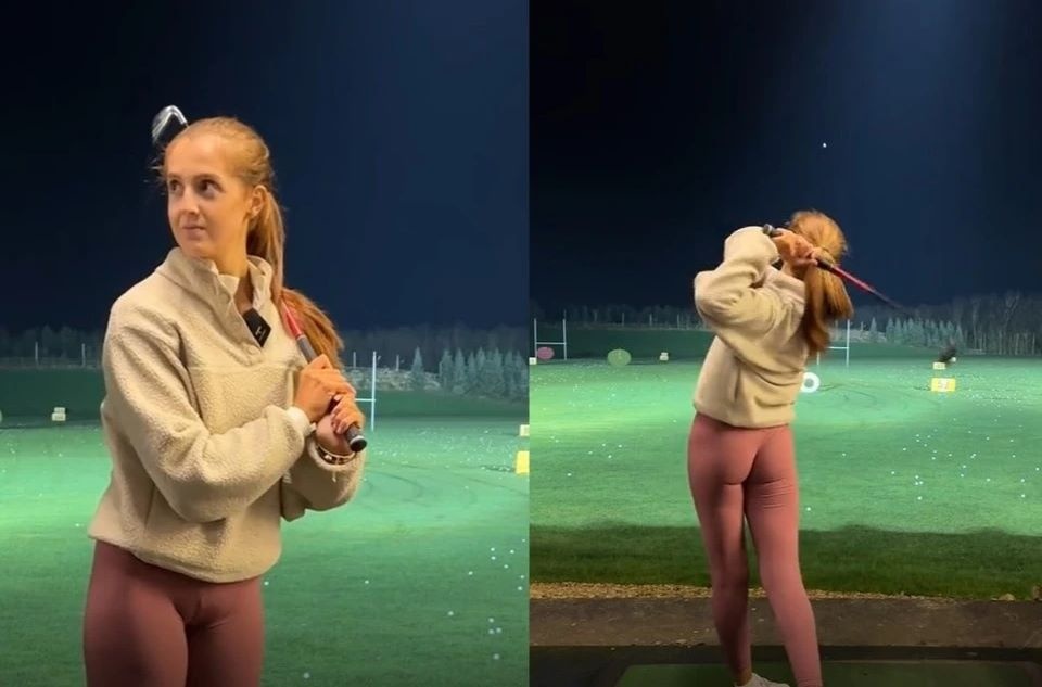 Video nu HLV golf bi 'day do' tren san tap gay sot hinh anh