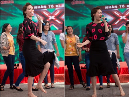 Hà Hồ thân thiện khi xuất hiện trước người hâm mộ.