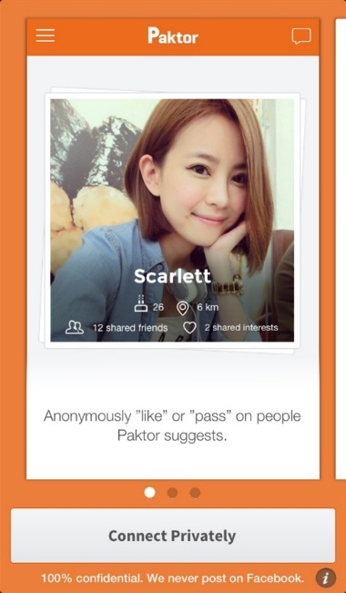 Bước đầu tiên là đăng nhập Paktor. Bạn có thể chọn chế độ ẩn với bạn bè facebook để đảm bảo cuộc hẹn hò hoàn toàn bí mật.