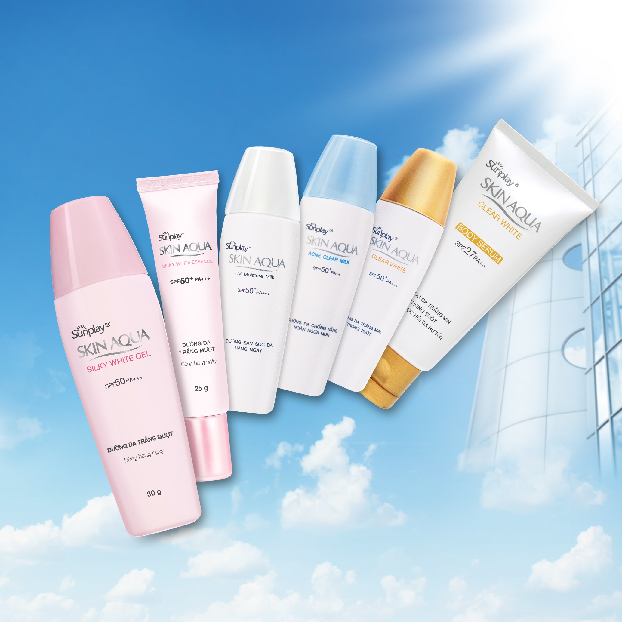 Hệ dưỡng chống nắng 2 chiều của Skin Aqua giúp da mềm mịn, khỏe mạnh và sáng mượt từng ngày.