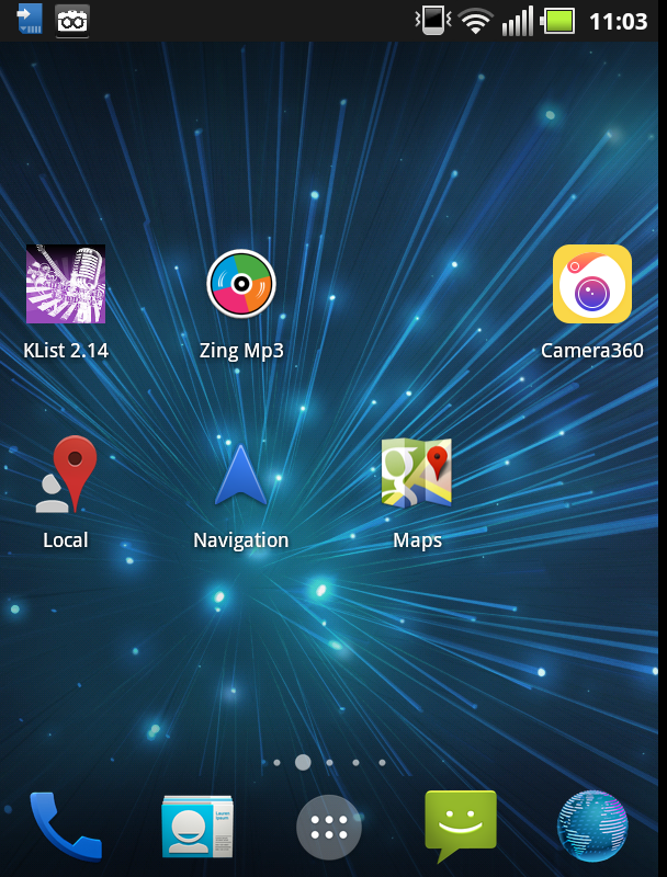 Màn hình chính của Pantech P9060.