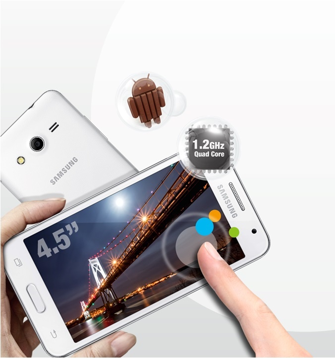 Samsung GALAXY Core 2 với màn hình 4,5 inch và bộ nhớ lên tới 64 GB.
