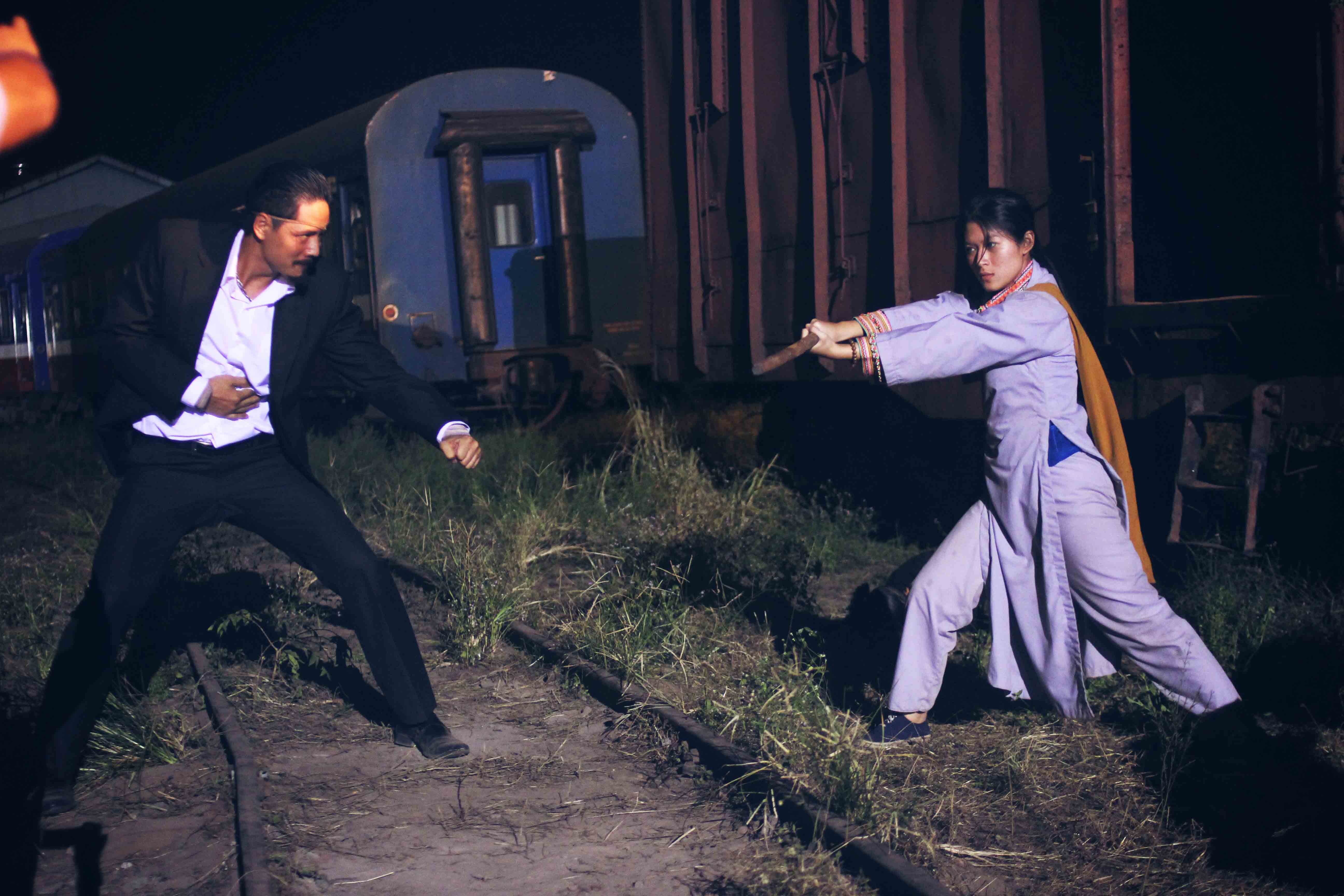 Ngọc Thanh Tâm xuất thần trong từng pha võ thuật.