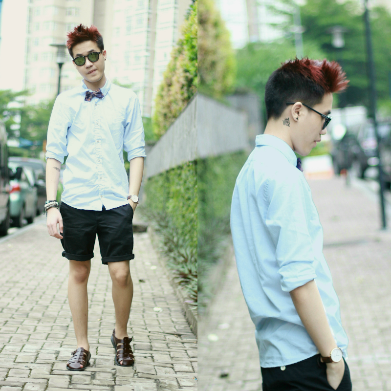 Chàng sinh viên quan niệm thời trang có thể thay đổi suy nghĩ của cả thế giới chỉ với một ánh nhìn. Đời thường, Hoàng Neon thường chọn bộ đôi quần shorts khaki và sơ-mi để trông năng động, trẻ trung. 