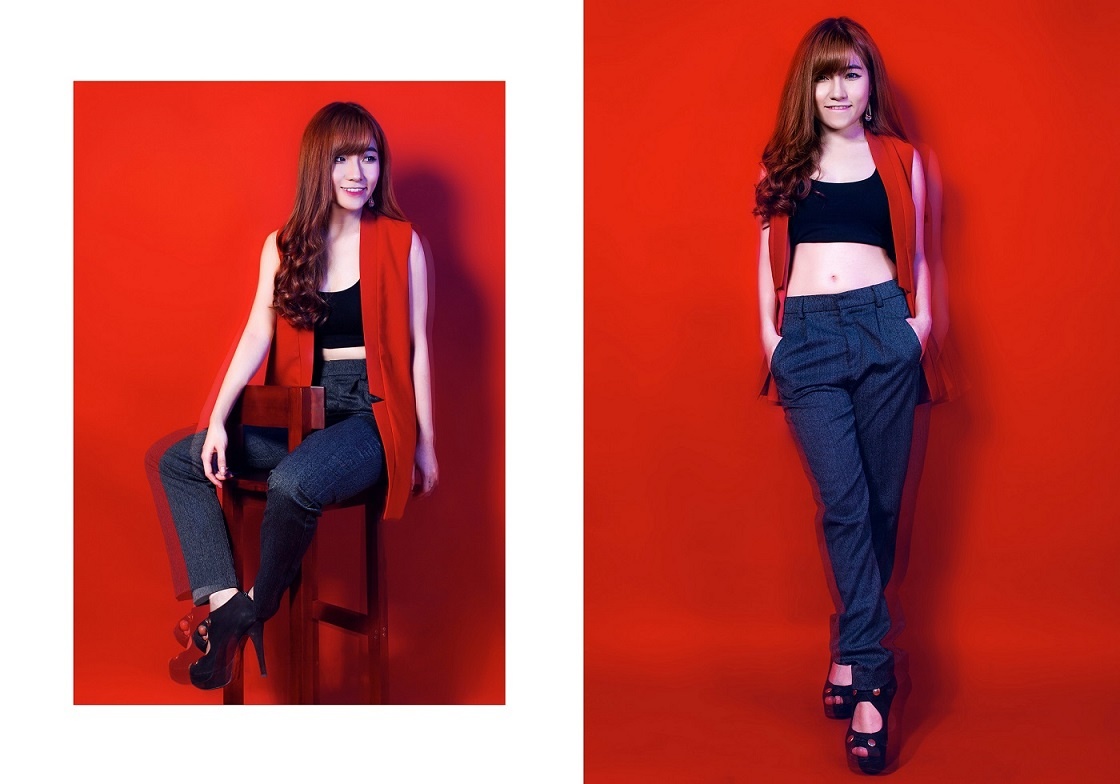 Nhật Uyên, cô nàng bạn thân của fashionista Kelbin Lei tinh tế với cách kết hợp crop top, quần baggy và gilet vest. Đây được xem là một trong những “combo” thời trang hot nhất năm nay.