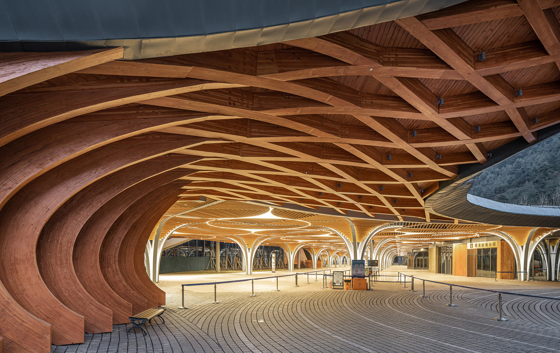 Cong trinh co mai che bang go chiu luc lon nhat Trung Quoc hinh anh