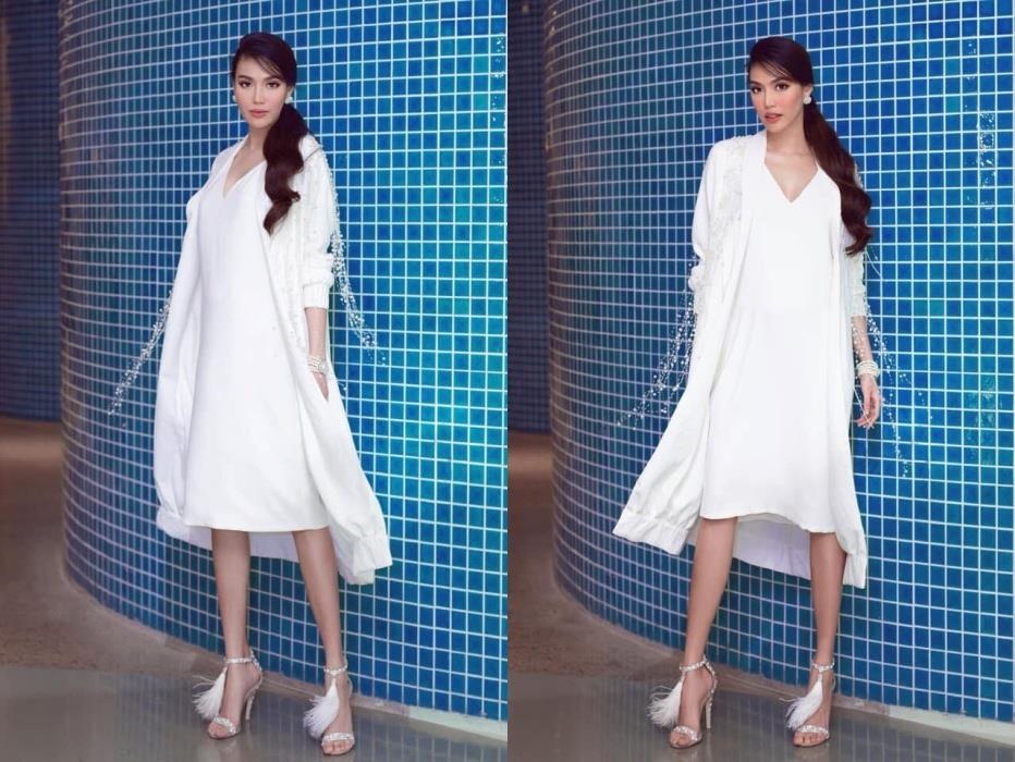 sao nu mang bau di giay cao got anh 2