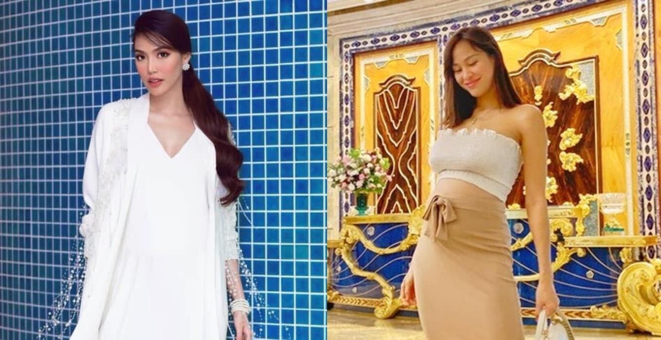 Phuong Mai, Lan Khue va dan sao nu di giay cao lenh khenh khi mang bau hinh anh