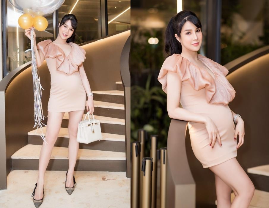 sao nu mang bau di giay cao got anh 8