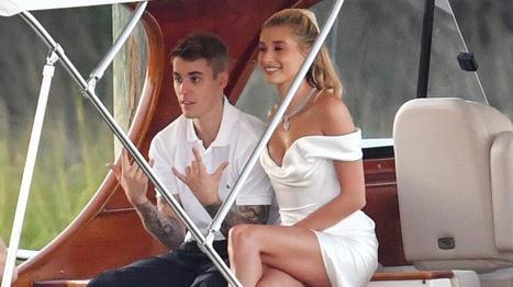 Justin Bieber sam vay cuoi dat do va trang suc kim cuong cho vo hinh anh