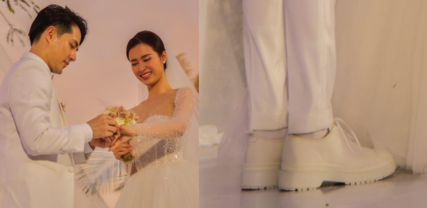 Ong Cao Thang di giay don cao trong le cuoi voi Dong Nhi hinh anh