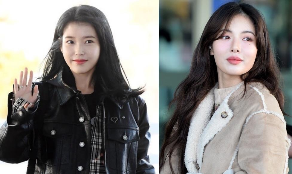 HyunA va IU noi bat tai san bay hinh anh