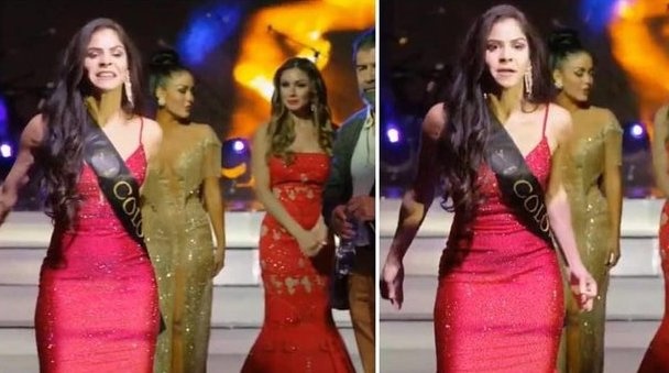 Nguoi dep Colombia chi trich BTC Miss Global ngay tren san khau hinh anh