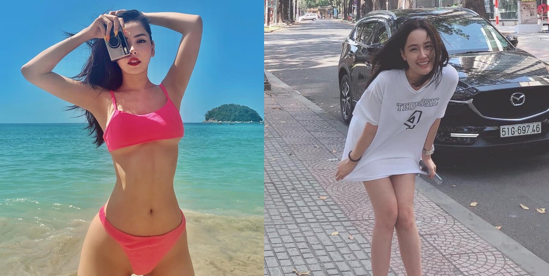 Mai Phuong Thuy dien mot giau quan, Chi Pu khoe dang voi ao tam hinh anh