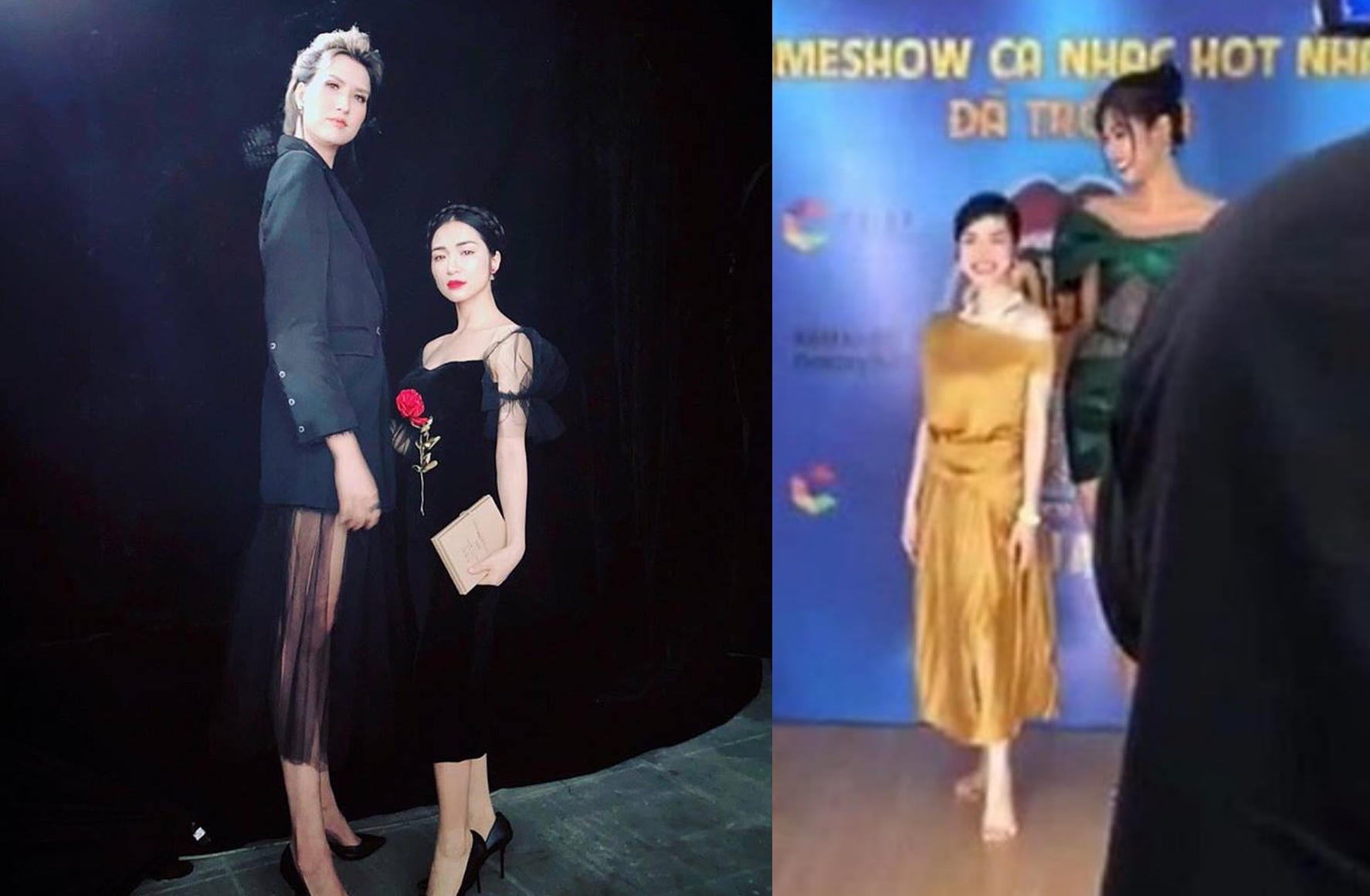 Chi cao 1,55 m, Hoa Minzy van bo giay khi dung canh hoa hau, nguoi mau hinh anh