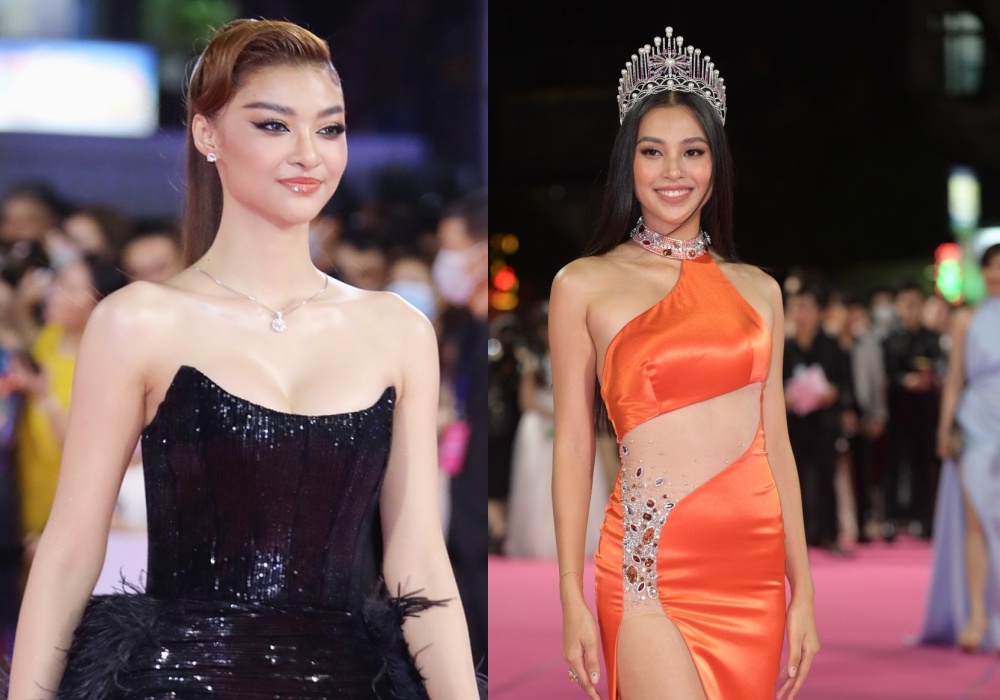 Tieu Vy mac vay xe cao tren tham do chung ket Hoa hau Viet Nam hinh anh