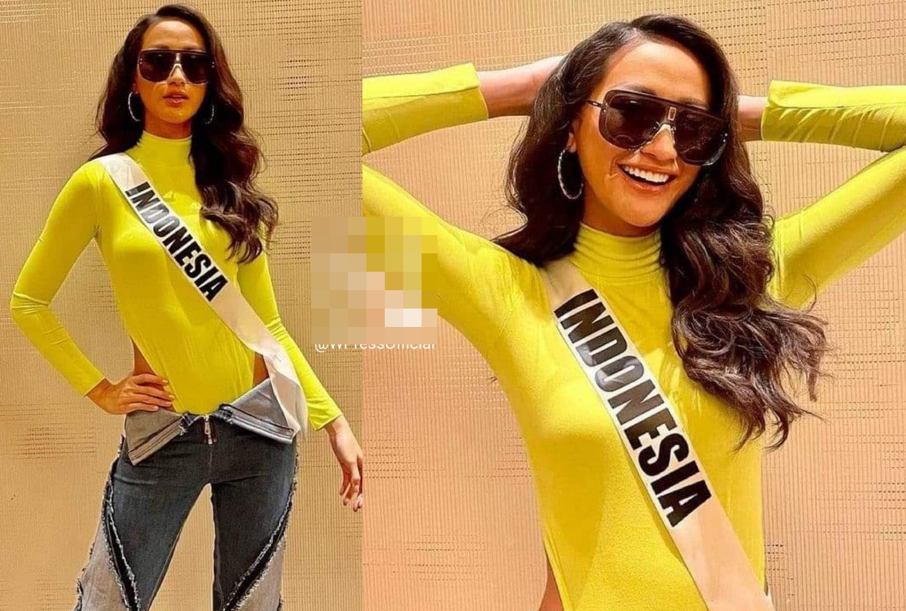 Thi sinh Indonesia dien quan co thiet ke la o Hoa hau Hoan vu hinh anh