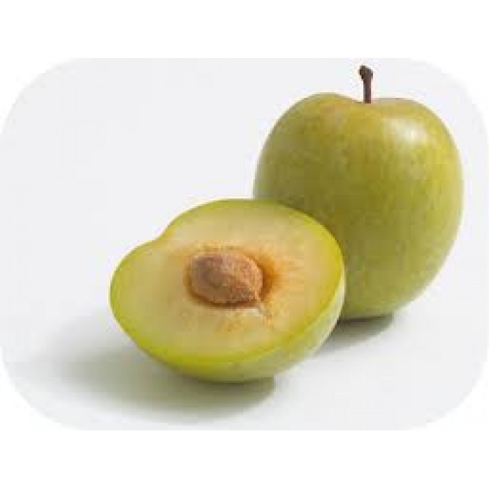 Mận October Sun, giá 549.000/kg. Quả này có vị ngọt sắc, giòn, hạt nhỏ, vỏ có một lớp phấn trắng, chứa nhiều vitamin C.