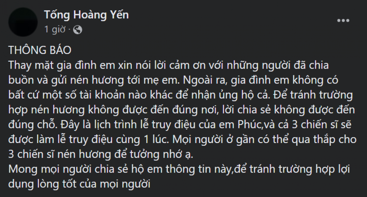 Gia dinh 3 chien si hy sinh khong keu goi xin tien tren mang xa hoi anh 2