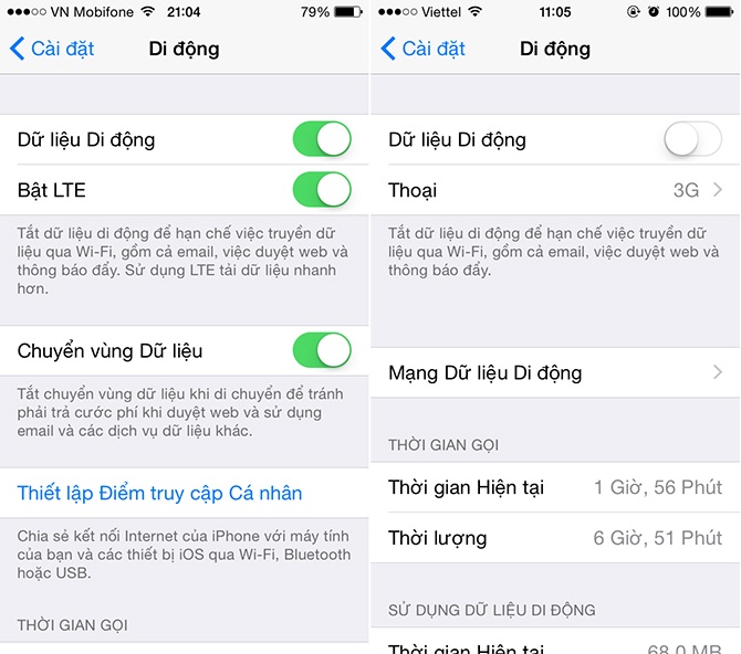 Bên trái là iPhone bản khóa mạng Nhật. Bên phải là iPhone bản quốc tế có tính năng lựa chọn sóng.