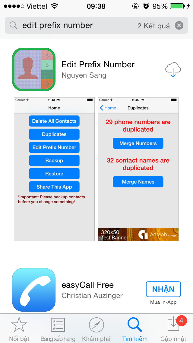 Edit Prefix Number là một trong số những công cụ dùng để thay mã vùng có sẵn trên App Store.