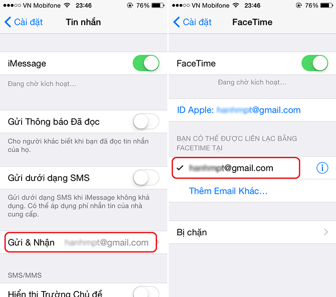 Trên máy khóa mạng phải dùng Apple ID để sử dụng iMessage và Facetime.