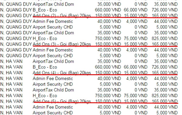 Chị Phương đặt mua cả vé hành lý cho hai đứa con của mình, trong khi chỉ bố hoặc mẹ mua là đủ.