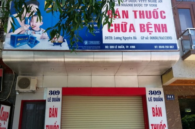 Nhà thuốc trên đường Lê Duẩn (TP Vinh) bị đình chỉ hoạt động.