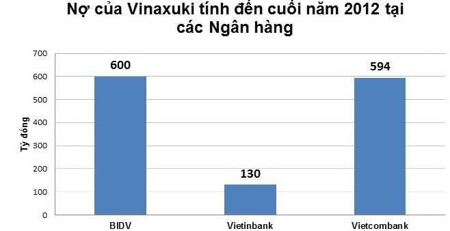 Nợ của Vinaxuki tại một số các ngân hàng.