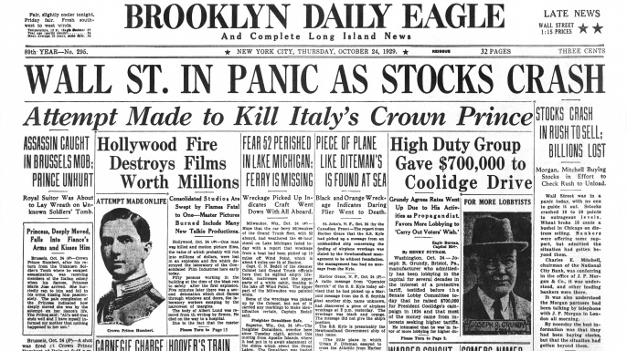 Tờ Brooklyn Daily Eagle đưa tin về sự kiện Phố Wall sụp đổ.