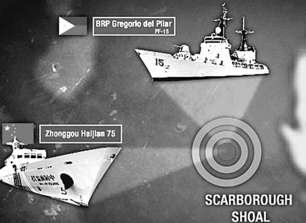 Trung Quốc đã xâm chiếm bãi cạn Scarborough của Philippines bằng tàu hải giám và tàu cá - Ảnh: Rappler.