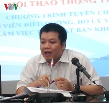 Ông Tống Hải Nam, Phó cục trưởng Cục Quản lý lao động ngoài nước thông tin về Chương trình tuyển chọn điều dưỡng, hộ lý đi Nhật Bản.