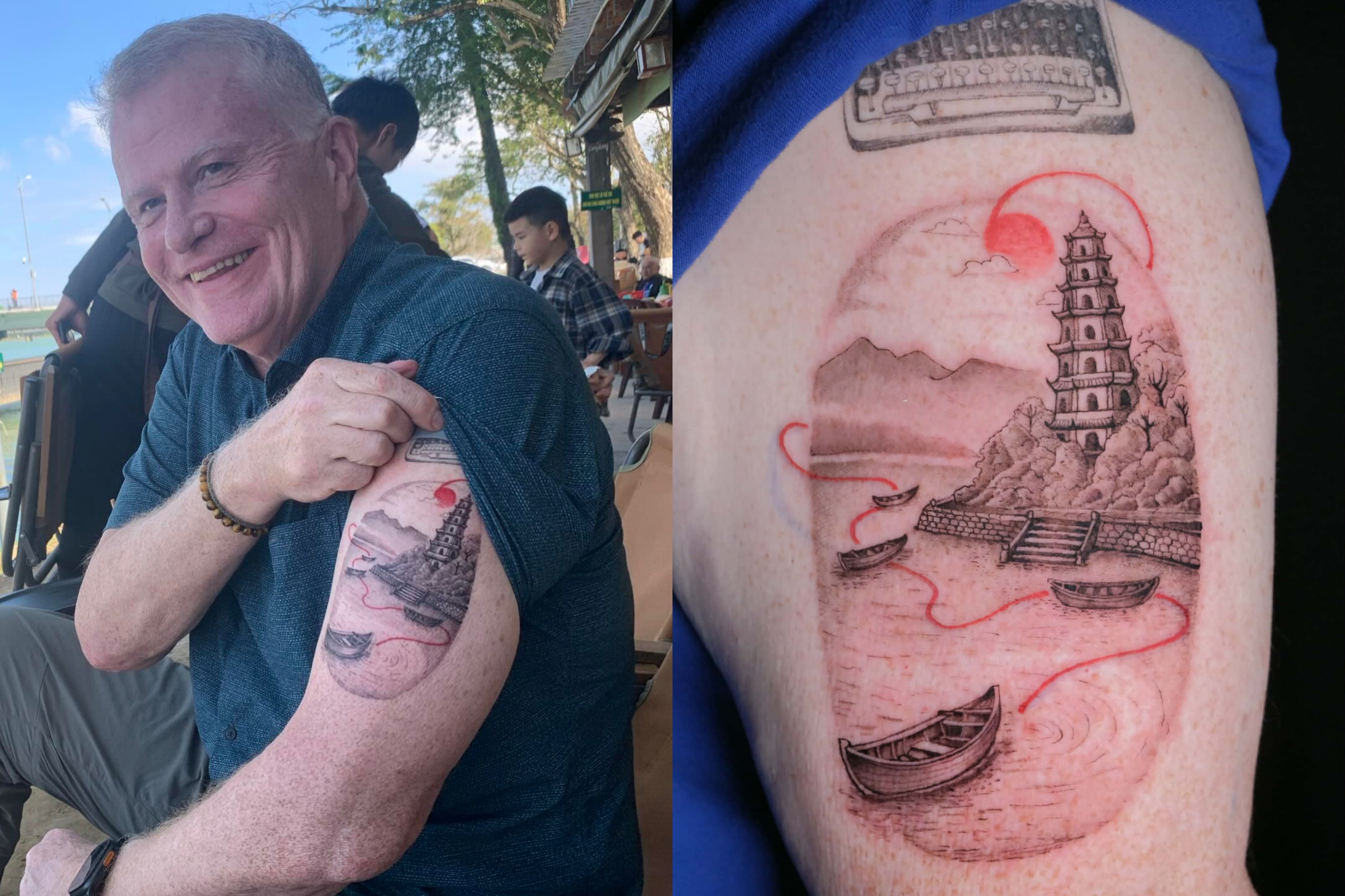 Du khach My xam hinh chua Thien Mu, song Huong hinh anh