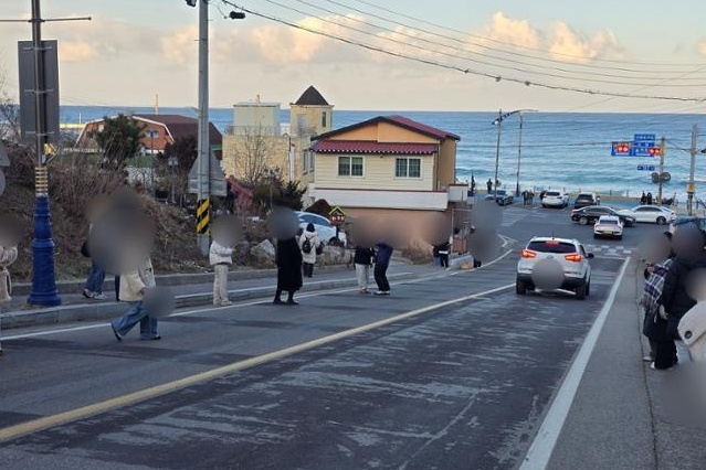 Tranh cai du khach chan duong chup anh o khu pho ven bien Han Quoc hinh anh