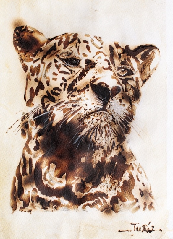 Bức tranh chú beo oai nghiêm, hoàn thành sau 10 giờ mày mò và cháy rụi 