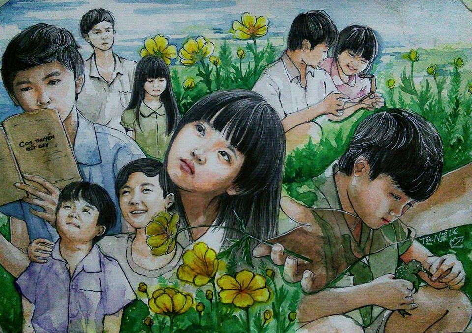 Nhung buc ve 'Toi thay hoa vang tren co xanh' hut nghin like hinh anh