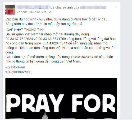 Trên diễn đàn của du học sinh Việt Nam chia sẻ đường dây nóng để tiếp nhận mọi thông tin liên quan đến công dân Việt Nam là nạn nhân của những vụ tấn công. 