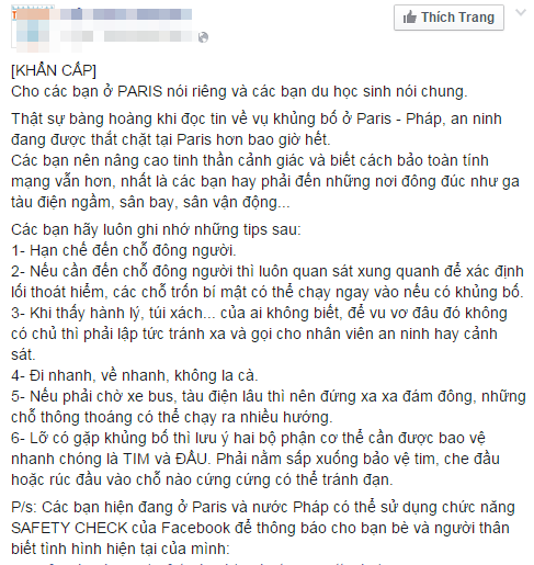 Các cách tự bảo vệ bản thân cũng được dân mạng truyền tay nhau 