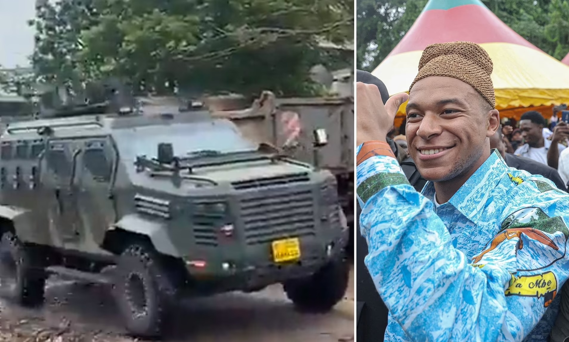 Mbappe duoc xe boc thep bao ve o Cameroon hinh anh