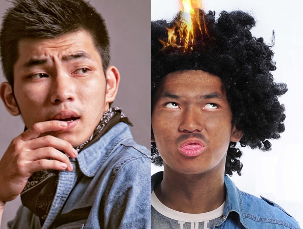 Hà Hiền trước và sau khi hóa trang.