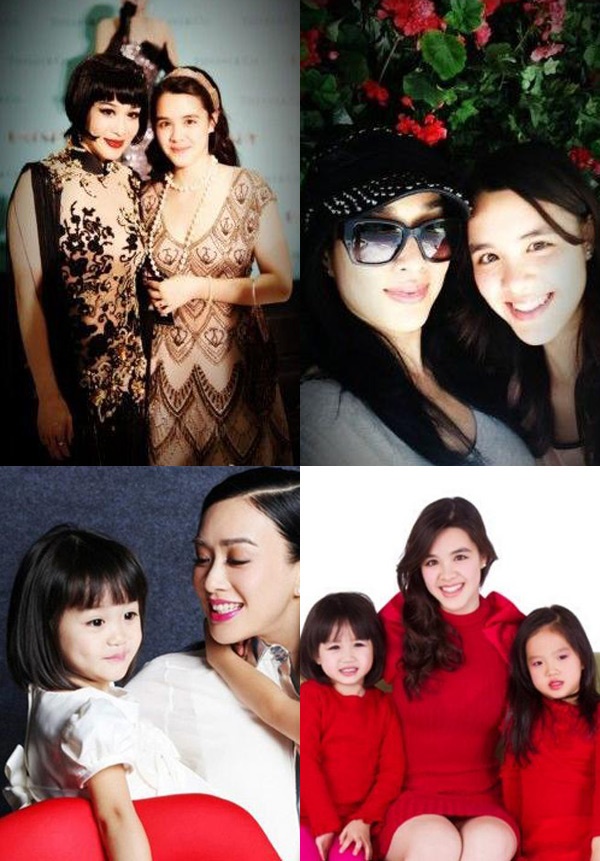 Mỹ nhân gốc Việt Chung Lệ Kỳ 2 lần kết hôn, sinh 3 nàng công chúa. Cô con gái đầu lòng Yasmeen Ross với người chồng ngoại quốc Glen Ross năm nay vừa tròn 16, mang vẻ đẹp của một thiếu nữ lai với chiều cao của cha và gương mặt Hoa hậu của mẹ. Yasmeen Ross. 2 cô con gái nhỏ của Chung Lệ Đề là Nghiêm Tử Tịnh (Jaden) và Nghiêm Tử Ngưng (Cayla) với nhà sản xuất âm nhạc Đài Loan Nghiêm Tranh cũng rất xinh xắn. Đặc biệt, bé út Cayla hiện đang là sao nhí rất được yêu thích sau khi cùng mẹ tham gia Lần đầu tiên trong đời, một chương trình truyền hình thực tế gần giống với Bố ơi mình đi đâu thế?