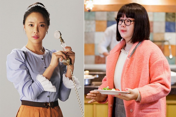 Hwang Jung Eum thon thả, xinh đẹp trong Cuộc đời lớn (trái) và phì nhiêu với nickname “Công chúa heo mập” trong Ma lực đồng tiền (phải).